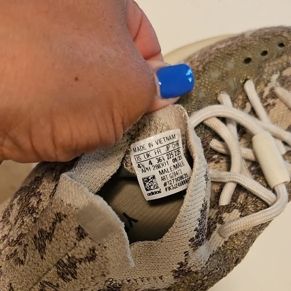 Adidas, Yeezy, Brown and Cream Sneakers with Snakeskin Print - Picture 6 of 7